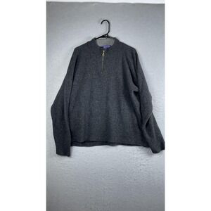 Pendleton Sweater Mens XL Gray Quarter Zip Mock Neck Wool Blend Knit‎ Pullover
